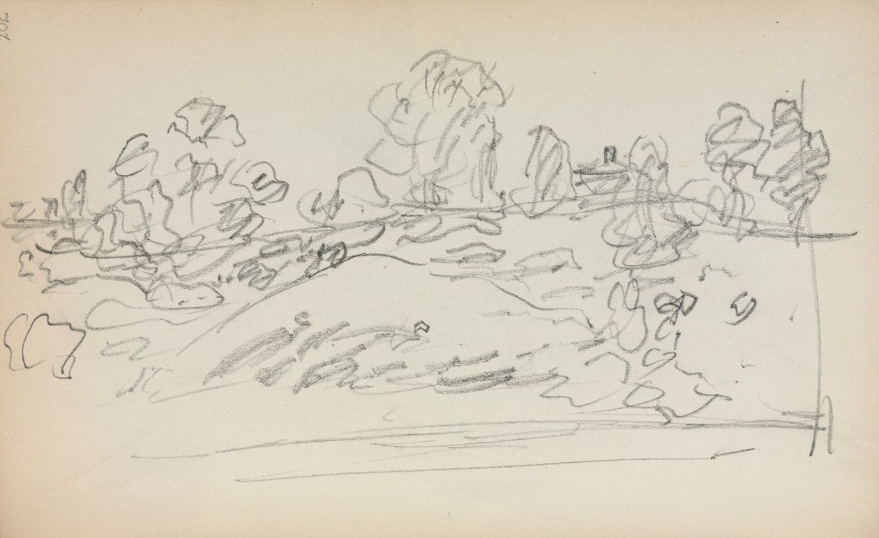 Italiensk skitsebog: Landskab side 202, 1898-1899. af Maurice Brazil Prendergast