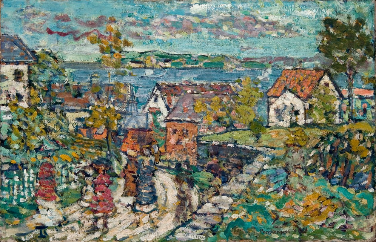 Landskab (vej og by) af Maurice Brazil Prendergast