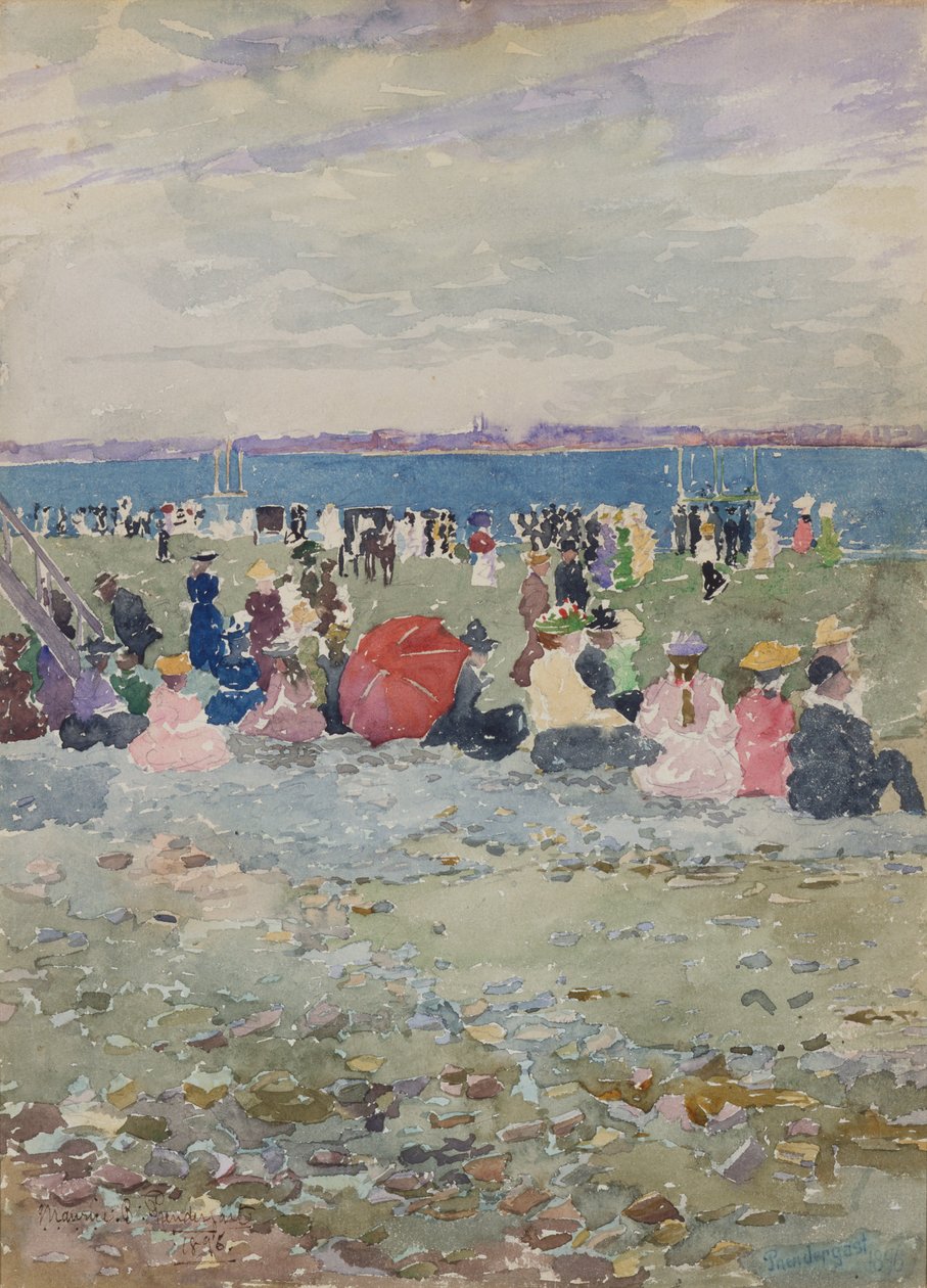 Revere Beach af Maurice Brazil Prendergast