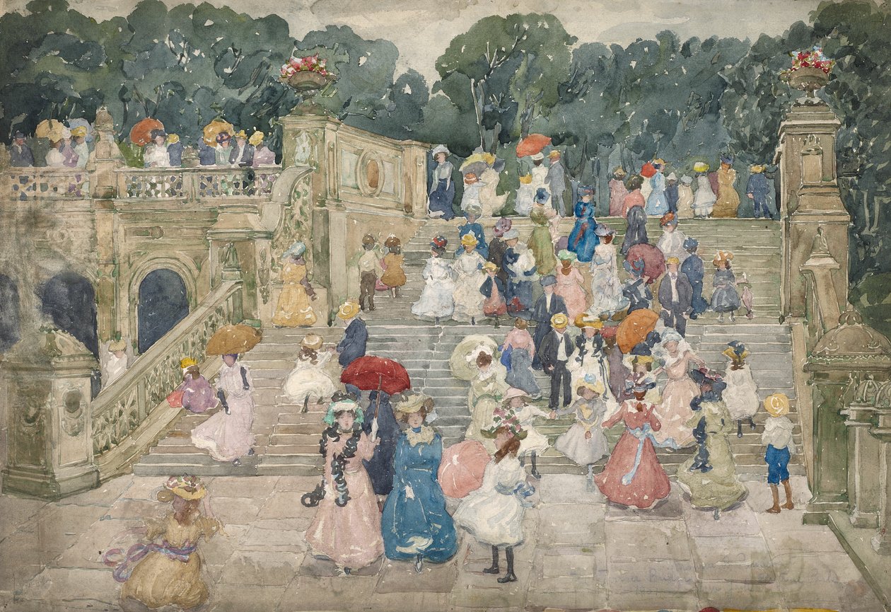 The Terrace Bridge, Central Park af Maurice Brazil Prendergast