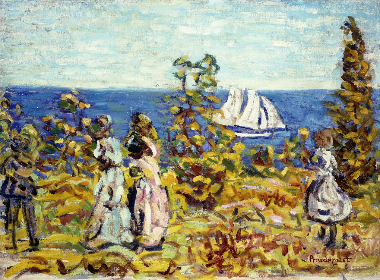 Besigtigelse af sejlbåden, ca. 1907-1910 af Maurice Brazil Prendergast