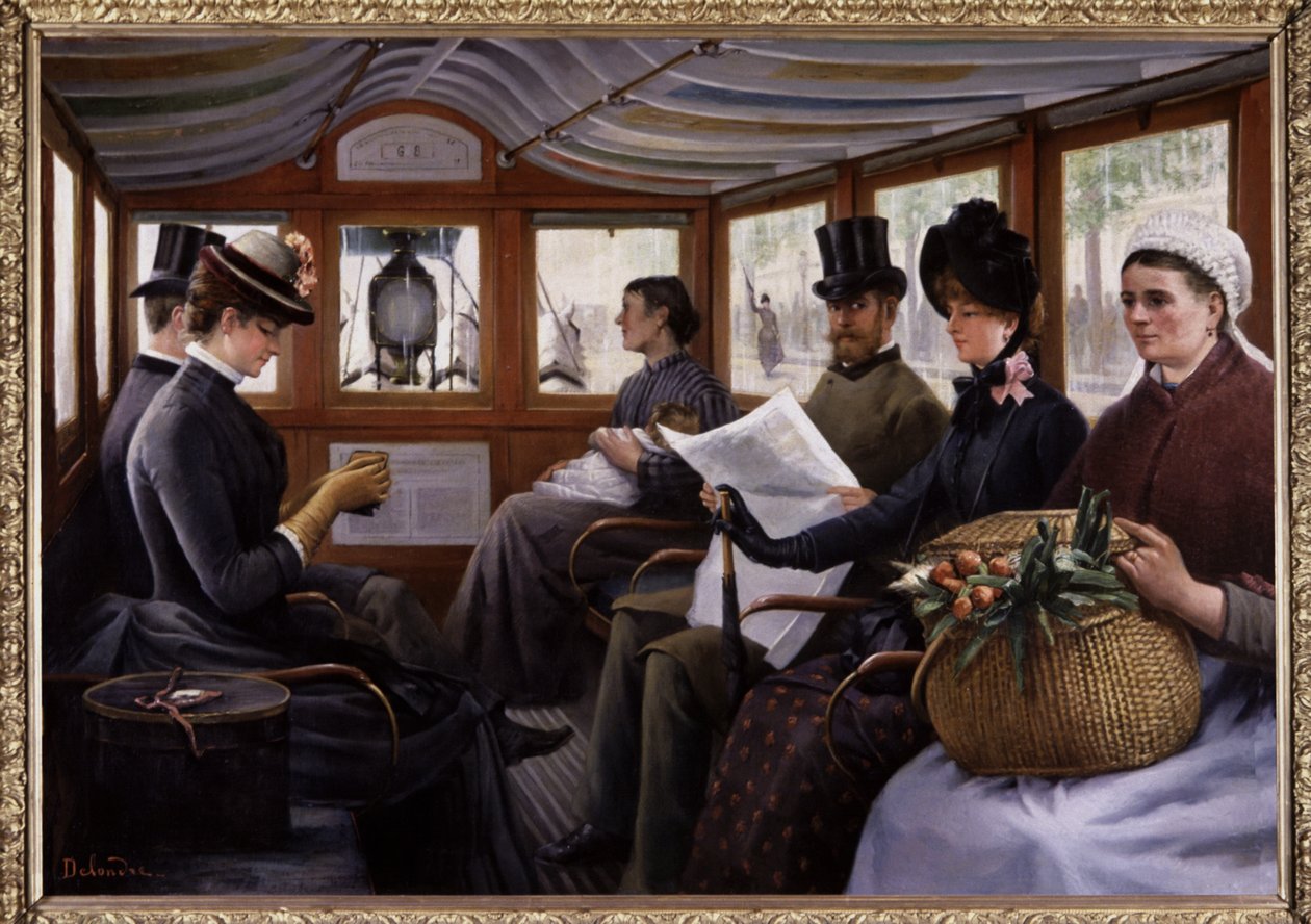 Passagerer i en omnibus, ca. 1900 (maleri) af Maurice Delondre