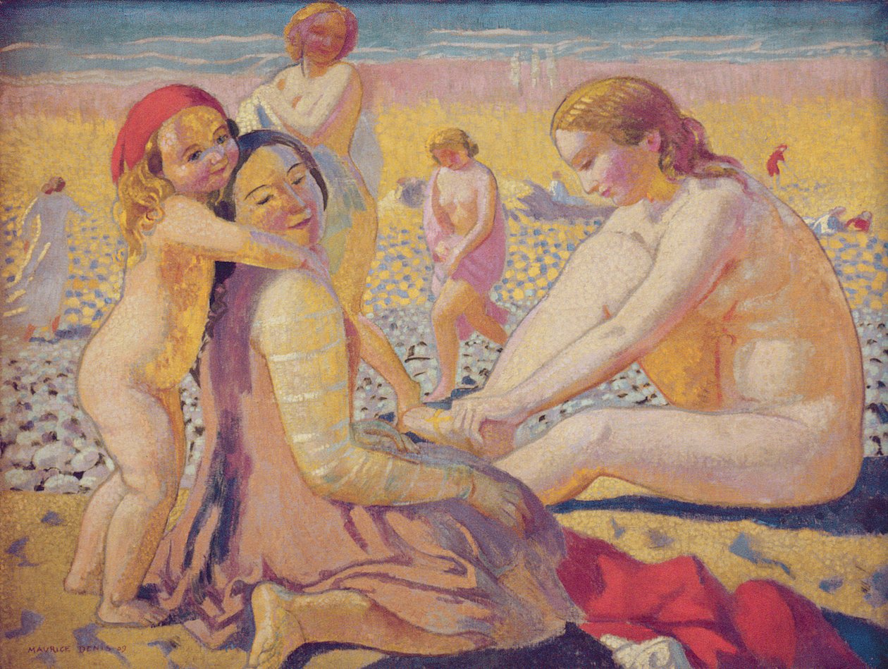 På stranden med en rød hat af Maurice Denis