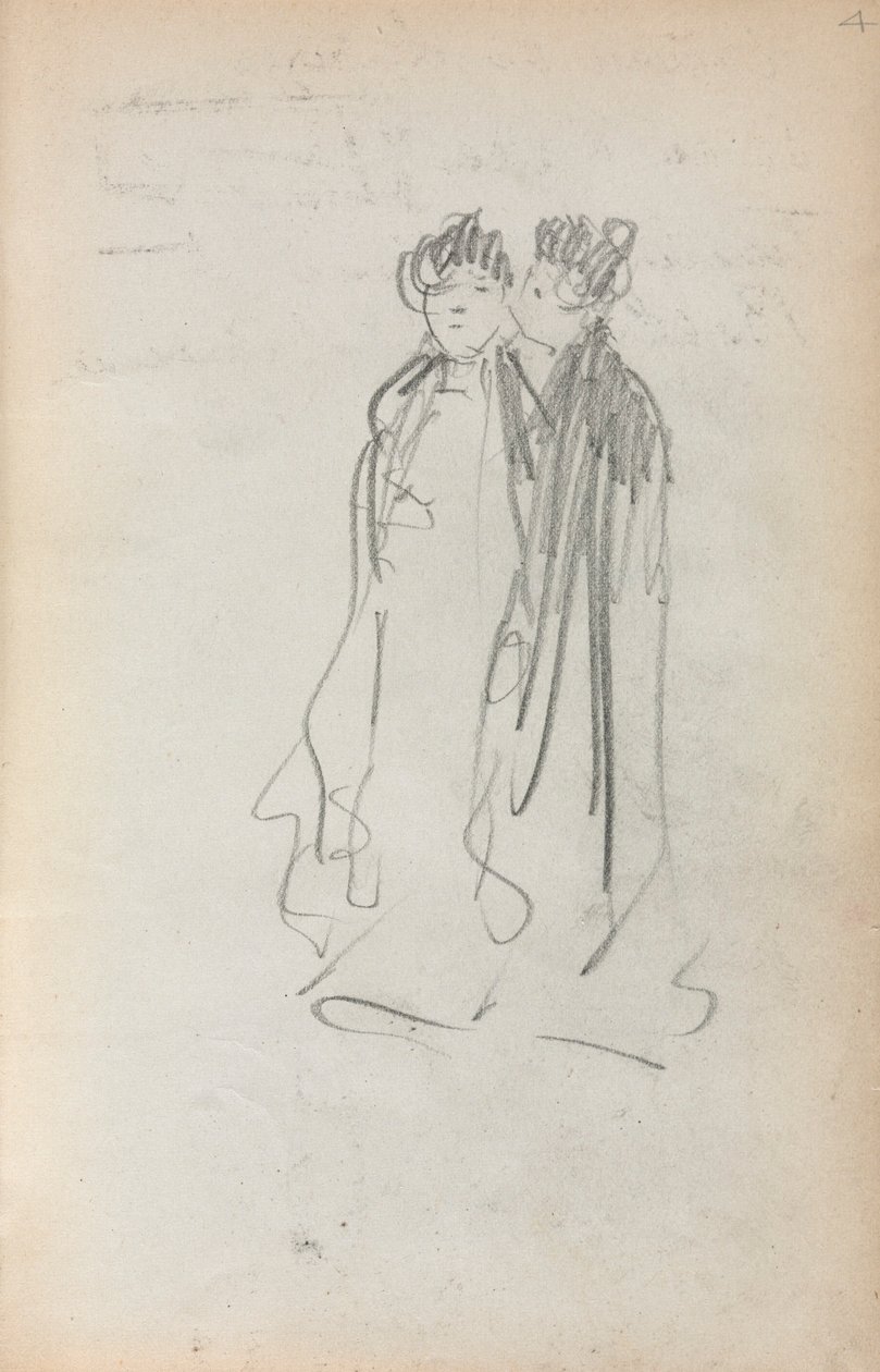 Italiensk skitsebog: To stående kvinder (side 4) af Maurice Prendergast