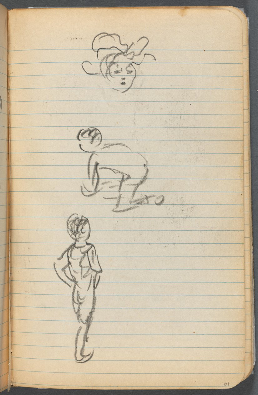 Skitsebog, side 101: Tre figurer af Maurice Prendergast