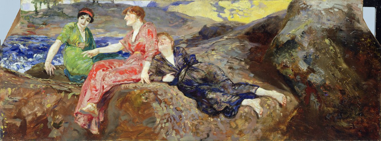 Piger ved bredden, ca. 1884-85 af Max Klinger