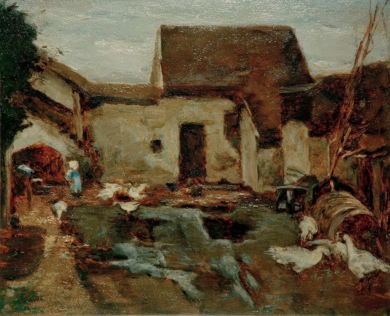 Gård i Barbizon - Studie af Max Liebermann