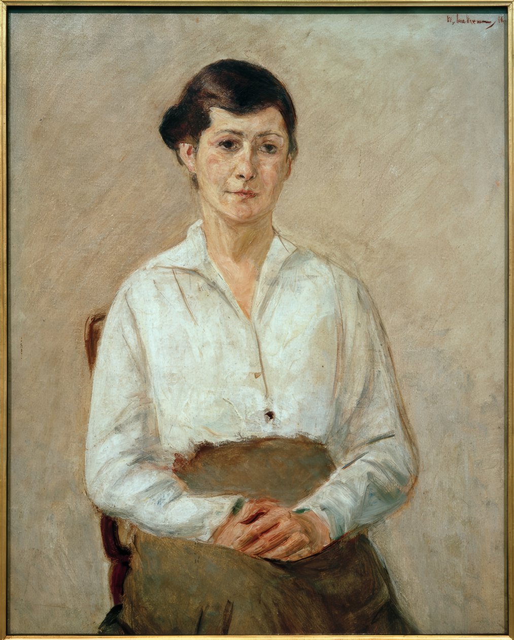 Kunstnerens datter i halvfigur, siddende med ansigtet af Max Liebermann