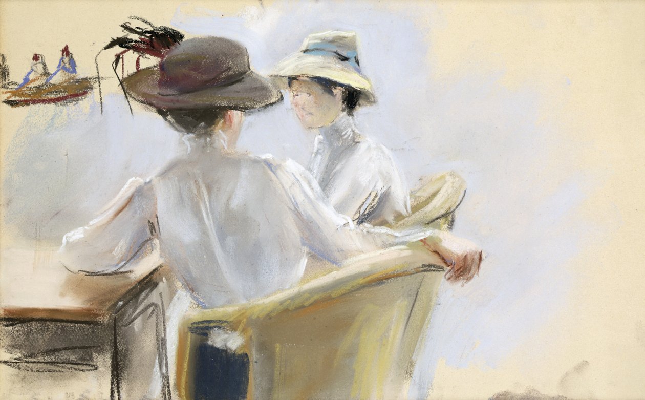 To damer ved vandet (pastel på papir) af Max Liebermann