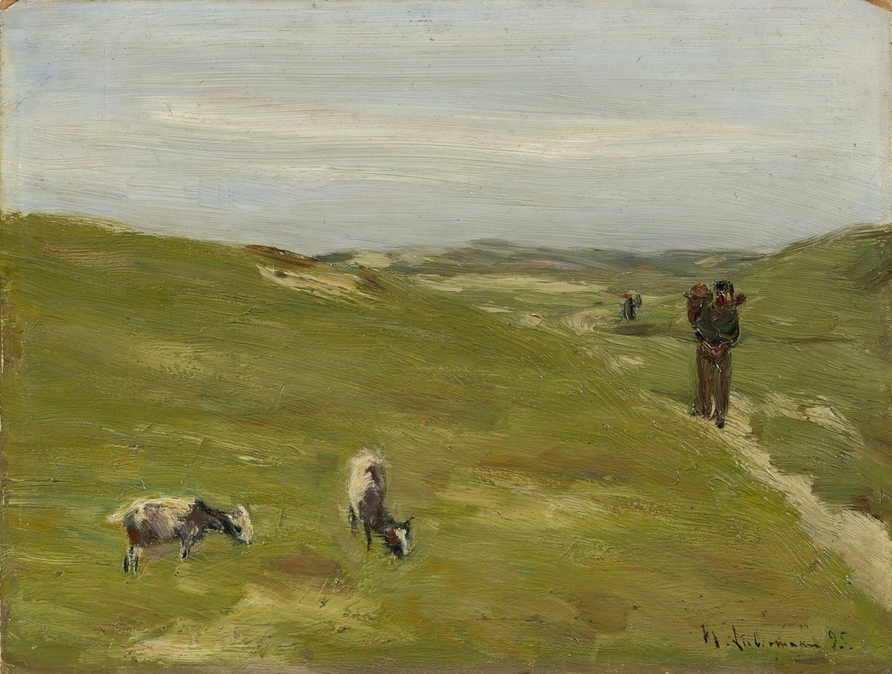 Eng med landmand og græssende geder af Max Liebermann