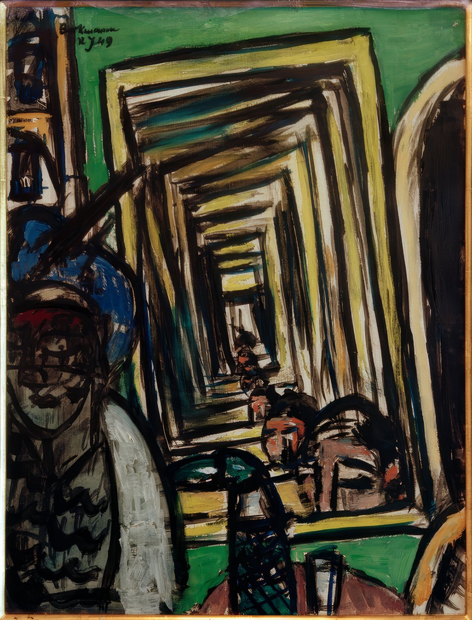 Cafe interiør med spil spejl af Max Beckmann