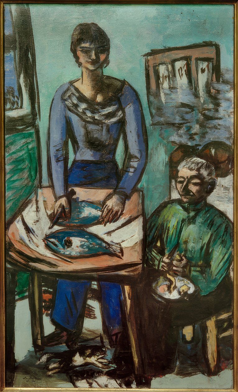 Køkkenet (quappi med fisk) af Max Beckmann