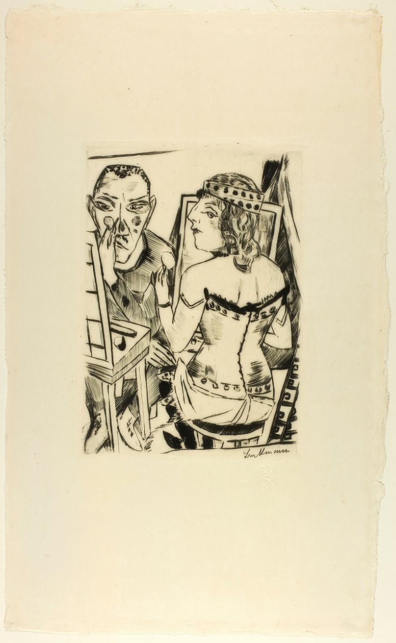 Omklædningsrum, tallerken to fra Jahrmarkt af Max Beckmann