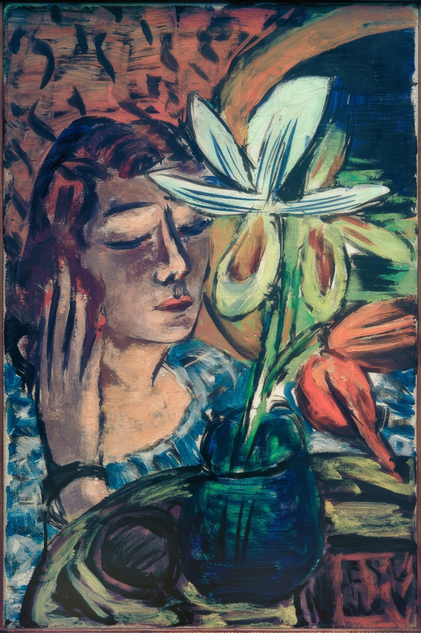 Kvinde med orkidé af Max Beckmann