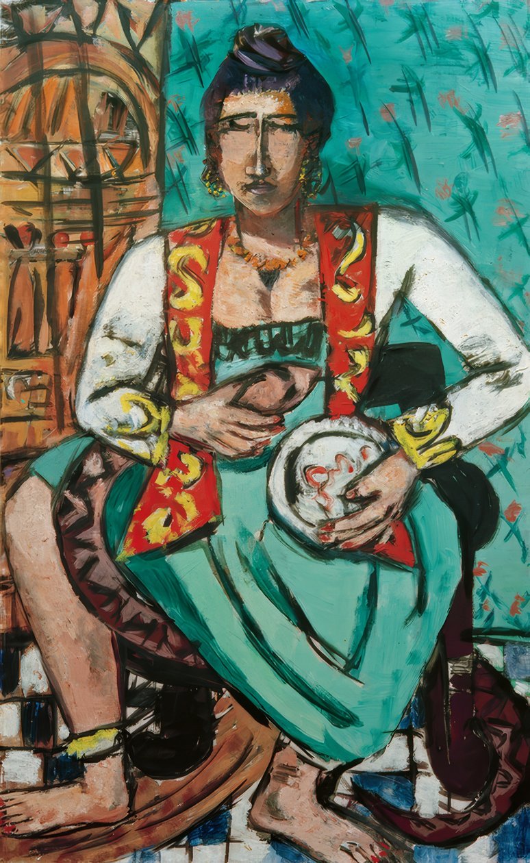 Kvinde med slange (slangetæmmer) af Max Beckmann