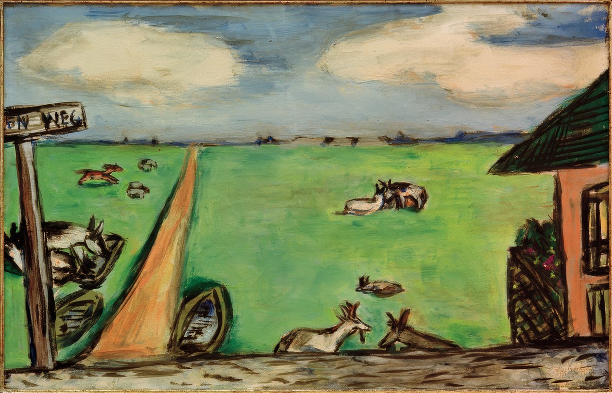 Grøn eng med køer af Max Beckmann