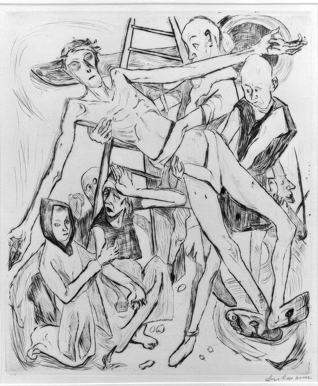 Halvakt med kat af Max Beckmann