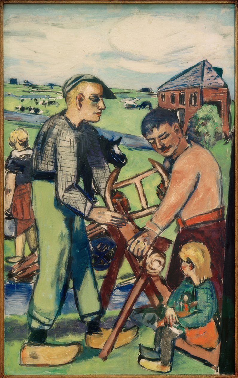 Træsav med barn (hollandsk træsav) af Max Beckmann