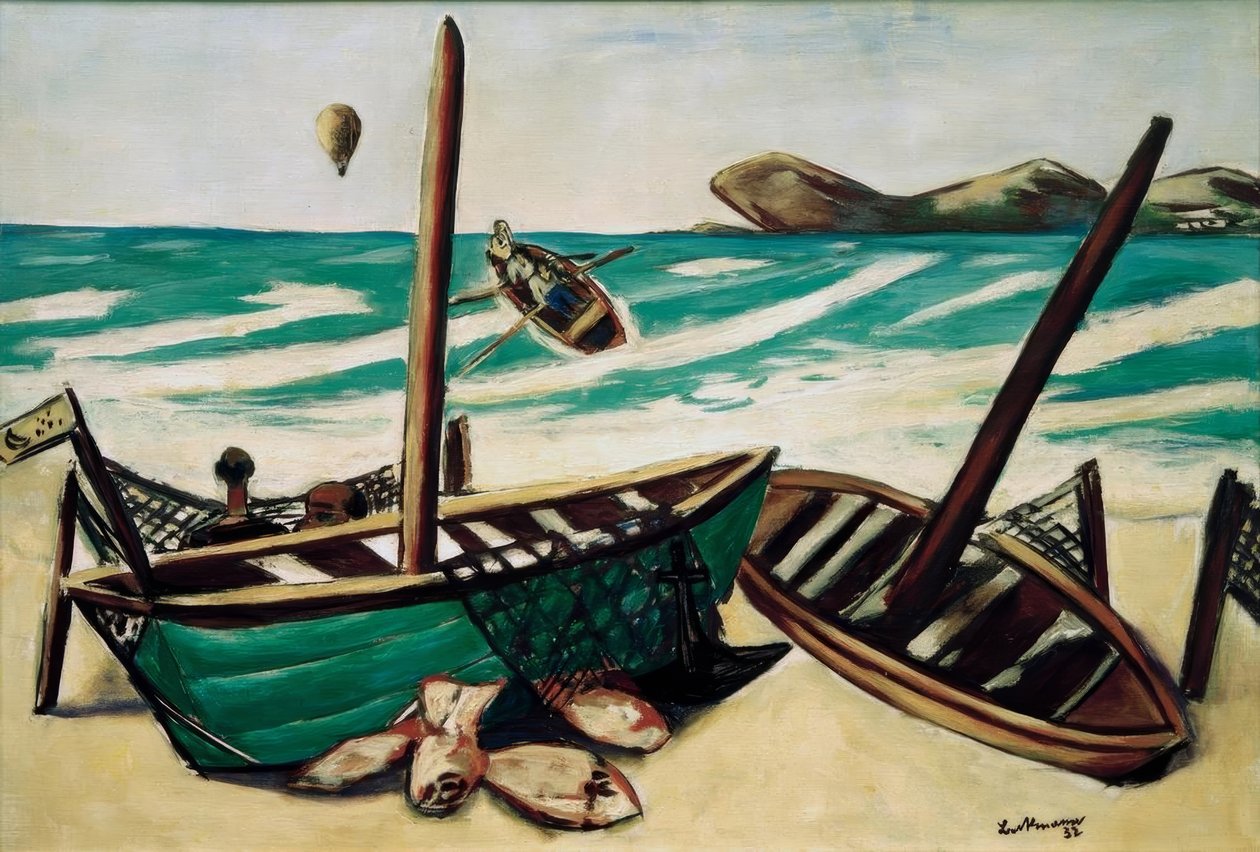 Kystlandskab med ballon af Max Beckmann