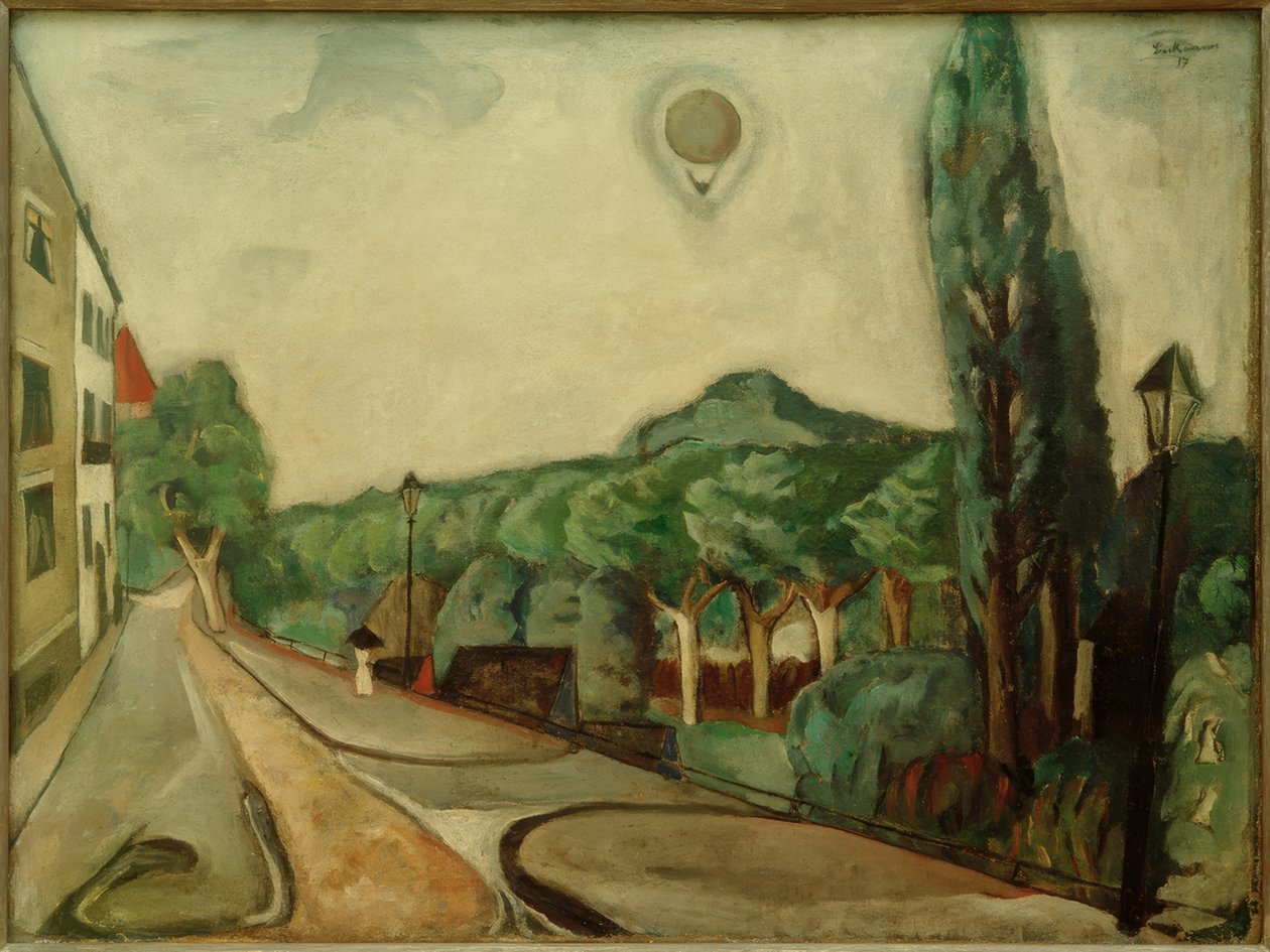 Landskab med en ballon af Max Beckmann