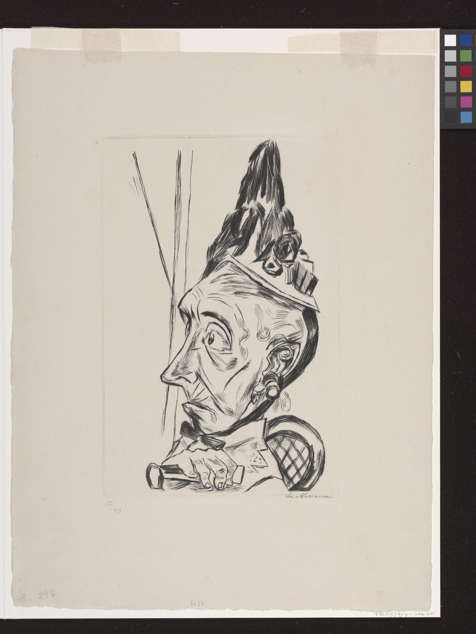 Gammel kvinde med motorhjelm af Max Beckmann