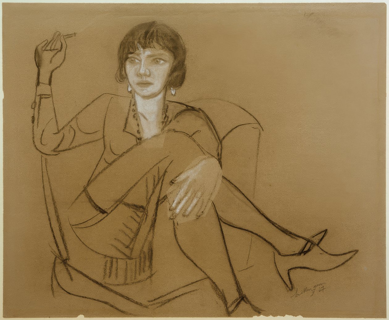 Quappi, ryger i klubstolen af Max Beckmann