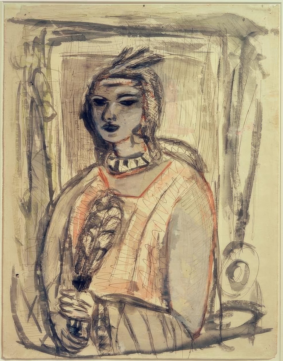 Quappi med hovedbeklædning af Max Beckmann