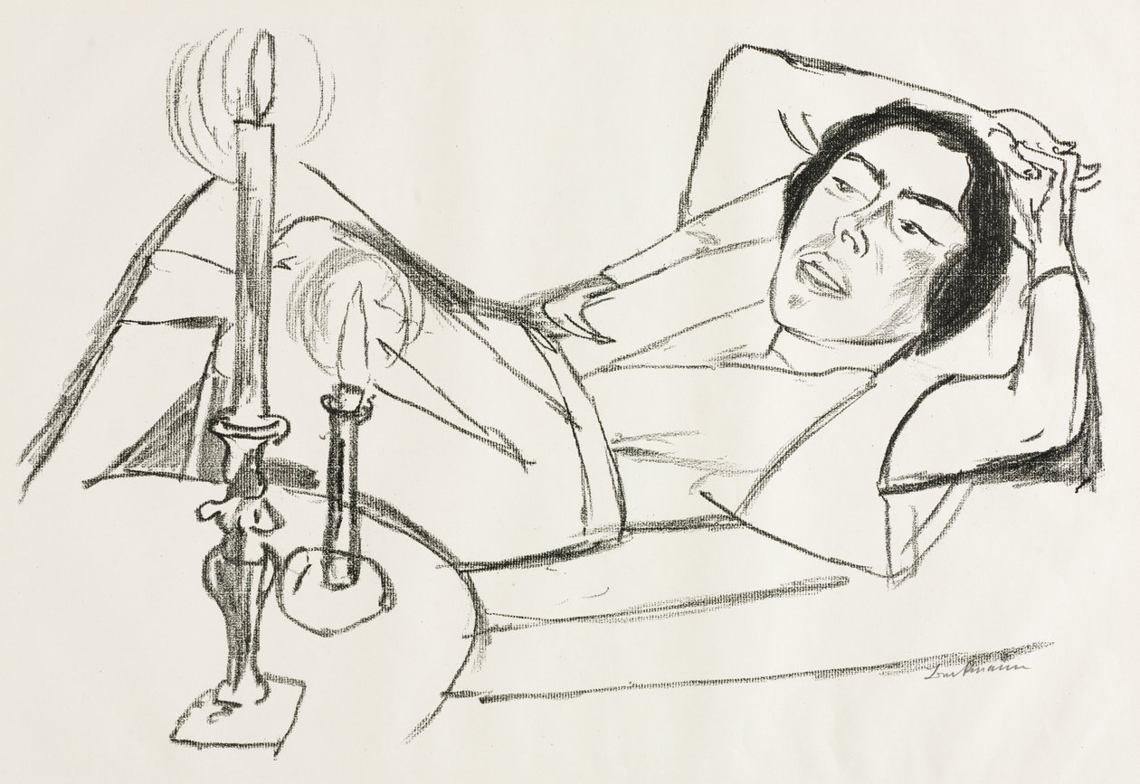 Tilbagelænet kvinde (Portræt af Johanna Loeb) af Max Beckmann