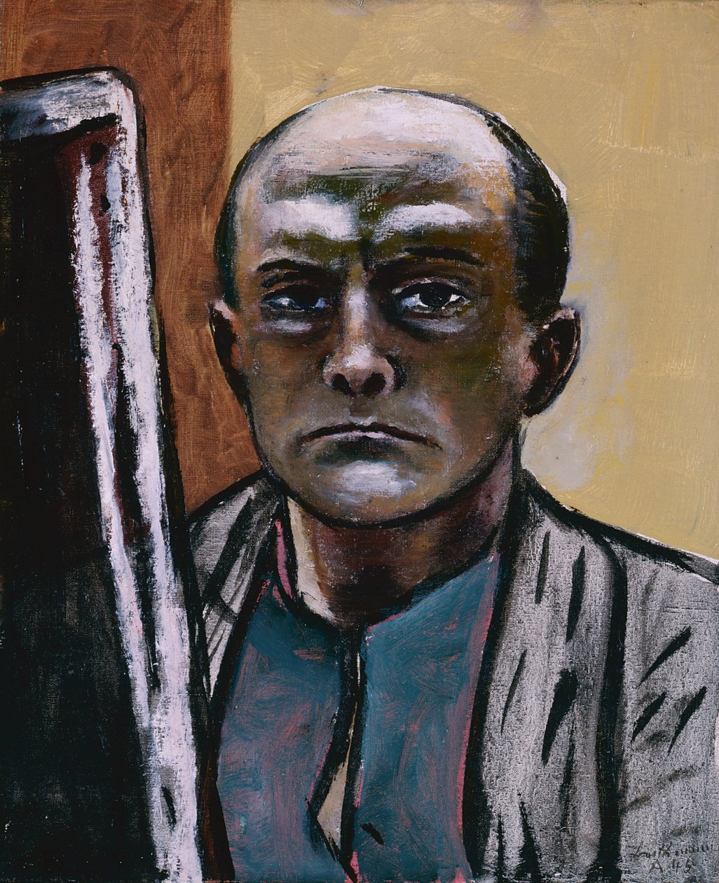 Selvportræt i oliven og brun af Max Beckmann