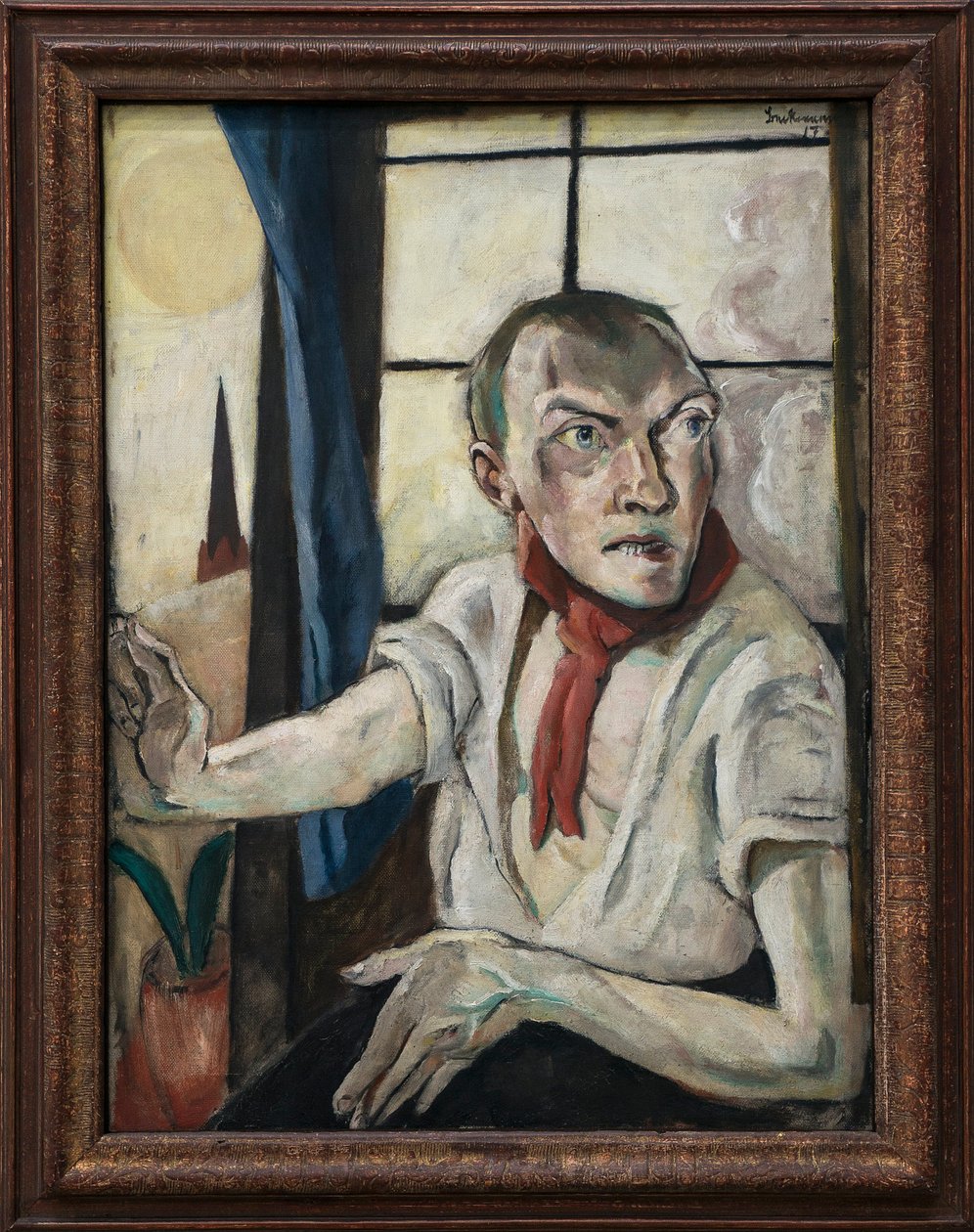Selvportræt med rødt tørklæde af Max Beckmann