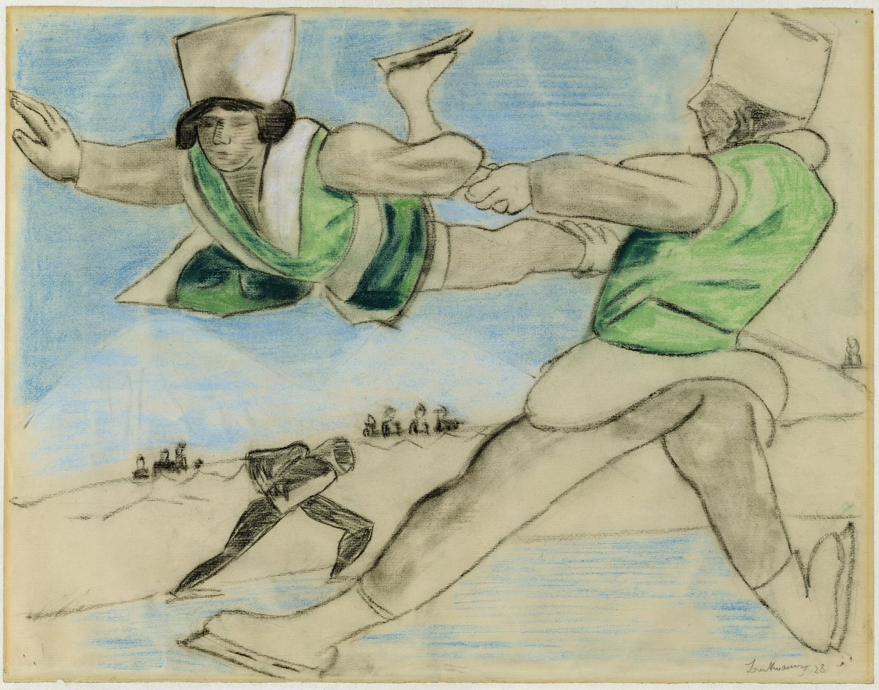Skatere i Davos af Max Beckmann