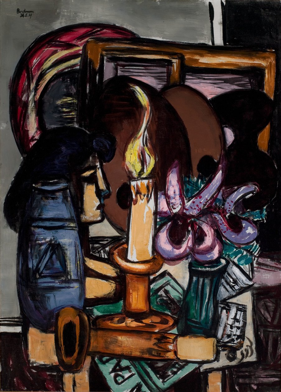 Stilleben med to store stearinlys af Max Beckmann