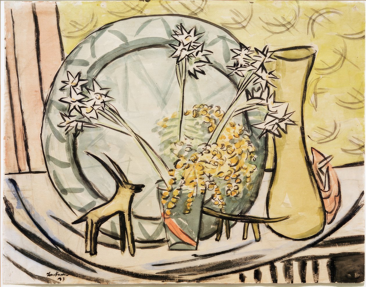 Stilleben med stenbukken og påskeliljer af Max Beckmann