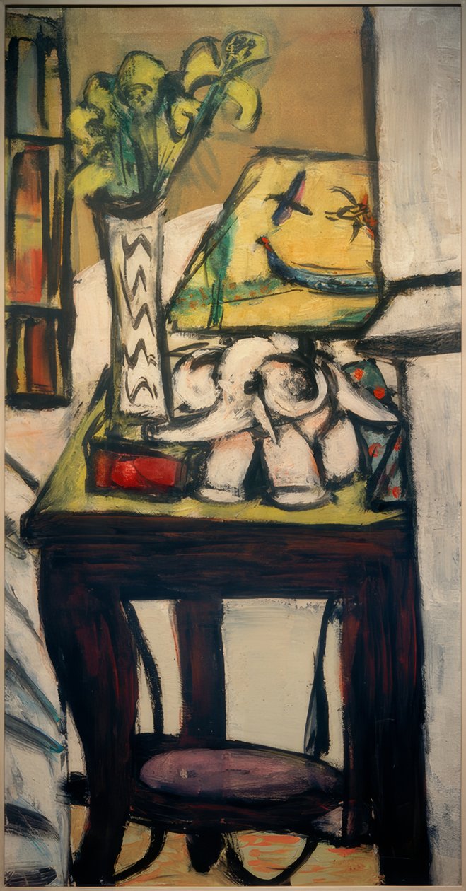 Stilleben med natlampe af Max Beckmann
