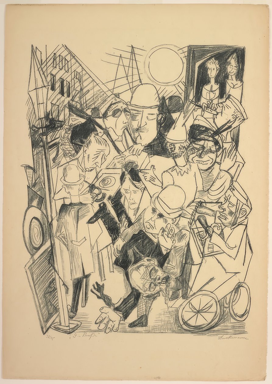 The Street, tallerken tre fra Die Hölle af Max Beckmann