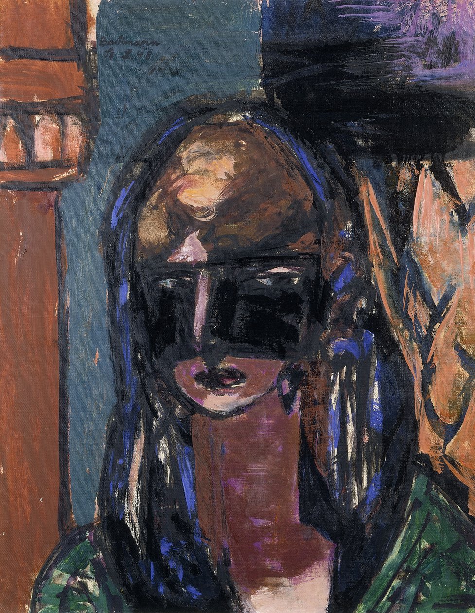 kvinde med maske; kvinde med maske af Max Beckmann