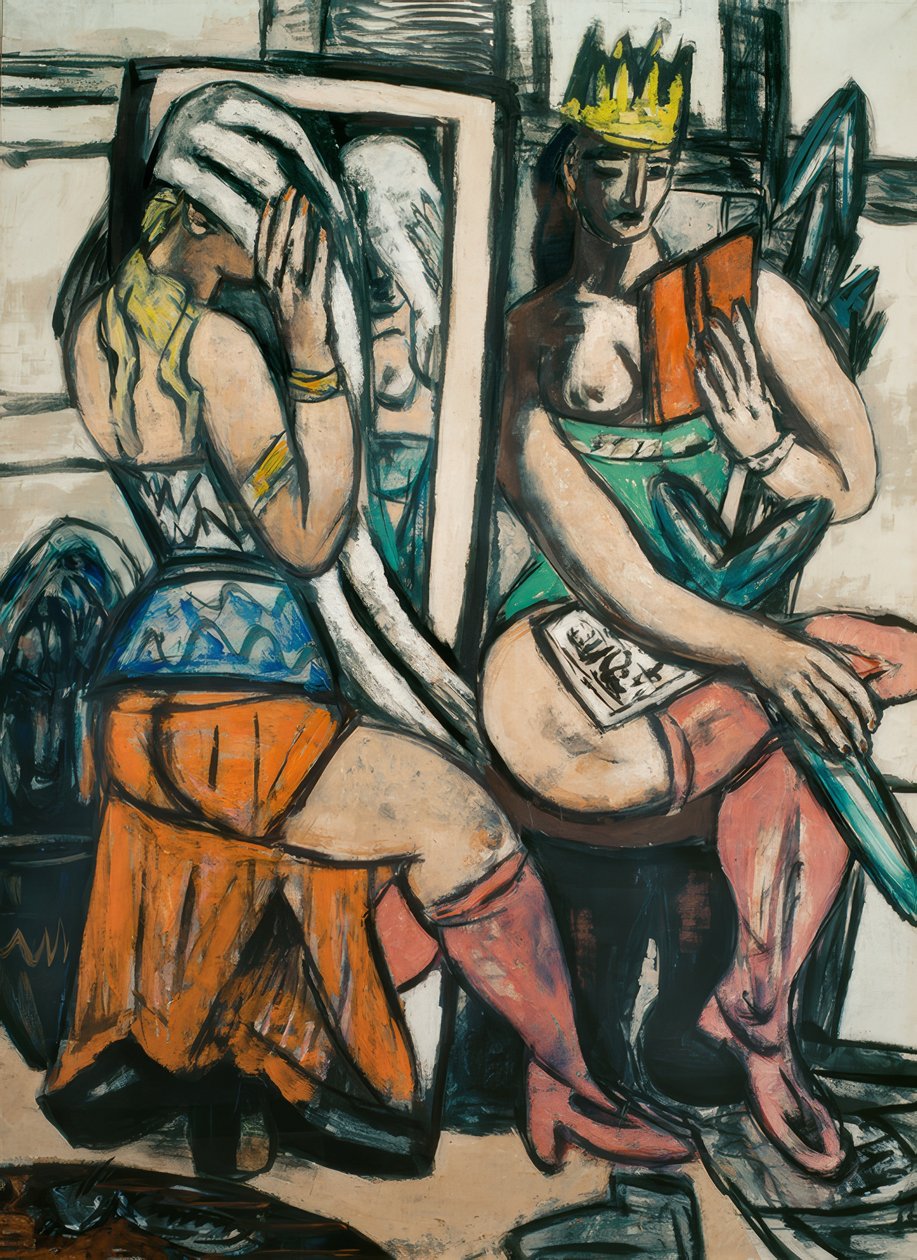 To skuespillerinder i garderoben af Max Beckmann