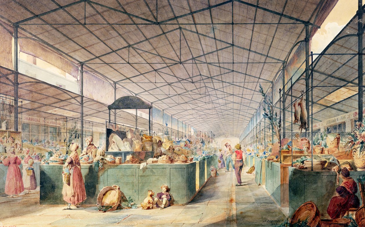 Interiør af Les Halles, 1835 af Max Berthelin