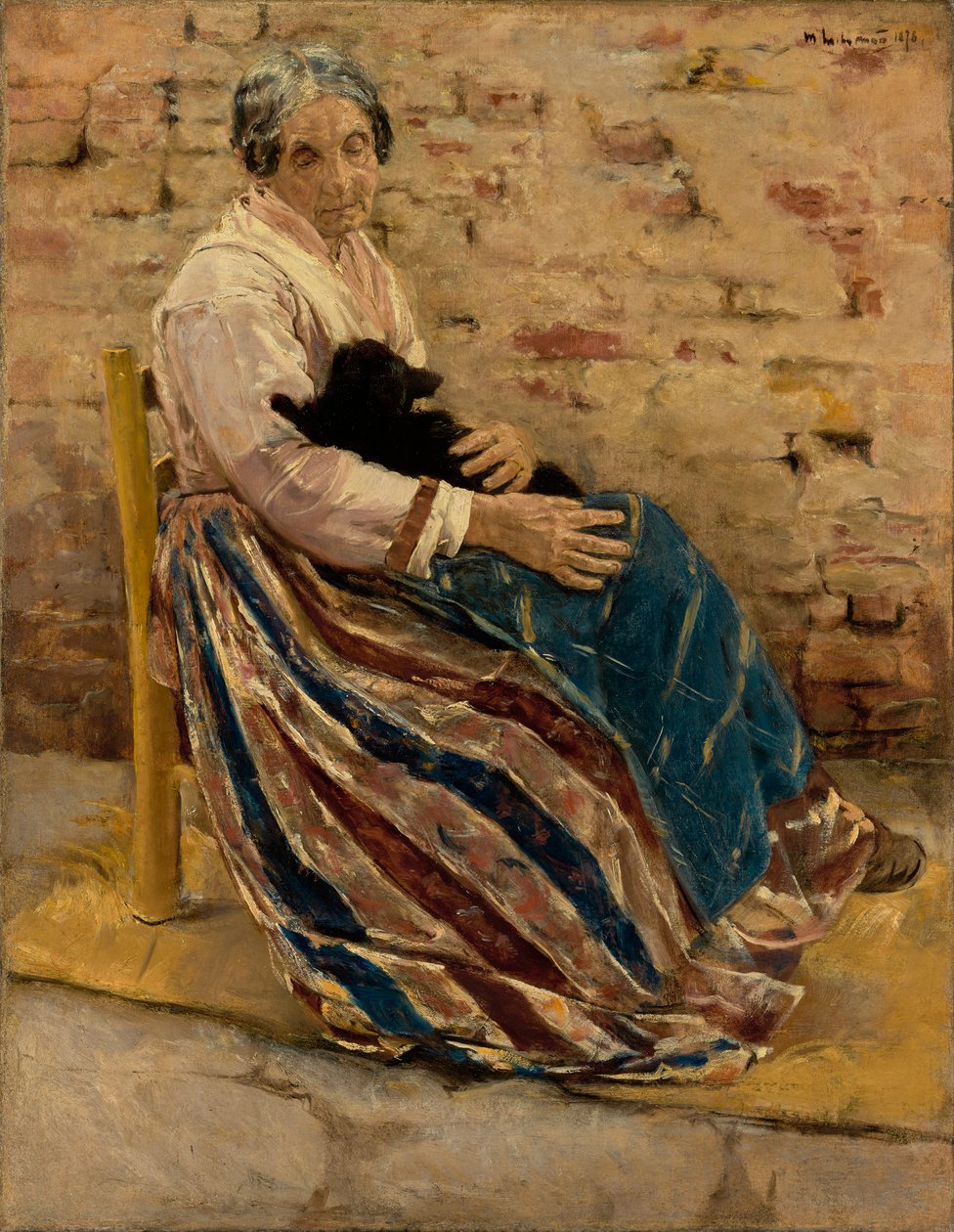 En gammel kvinde med kat, 1878 af Max Liebermann