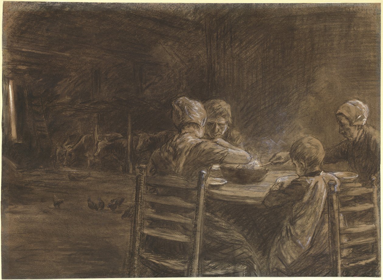 Østfrisiske bønder spiser aftensmad af Max Liebermann