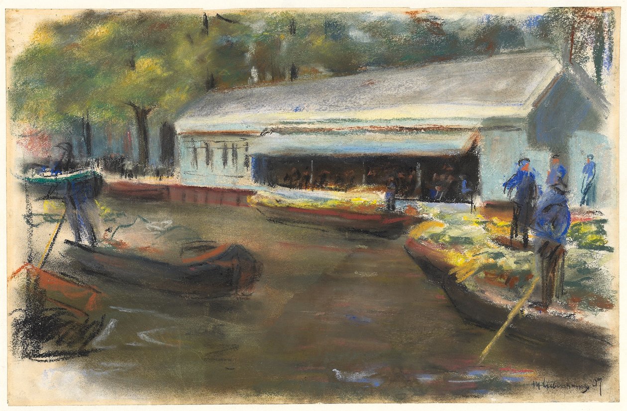 Gemusemarkt i Delft, 1907 af Max Liebermann