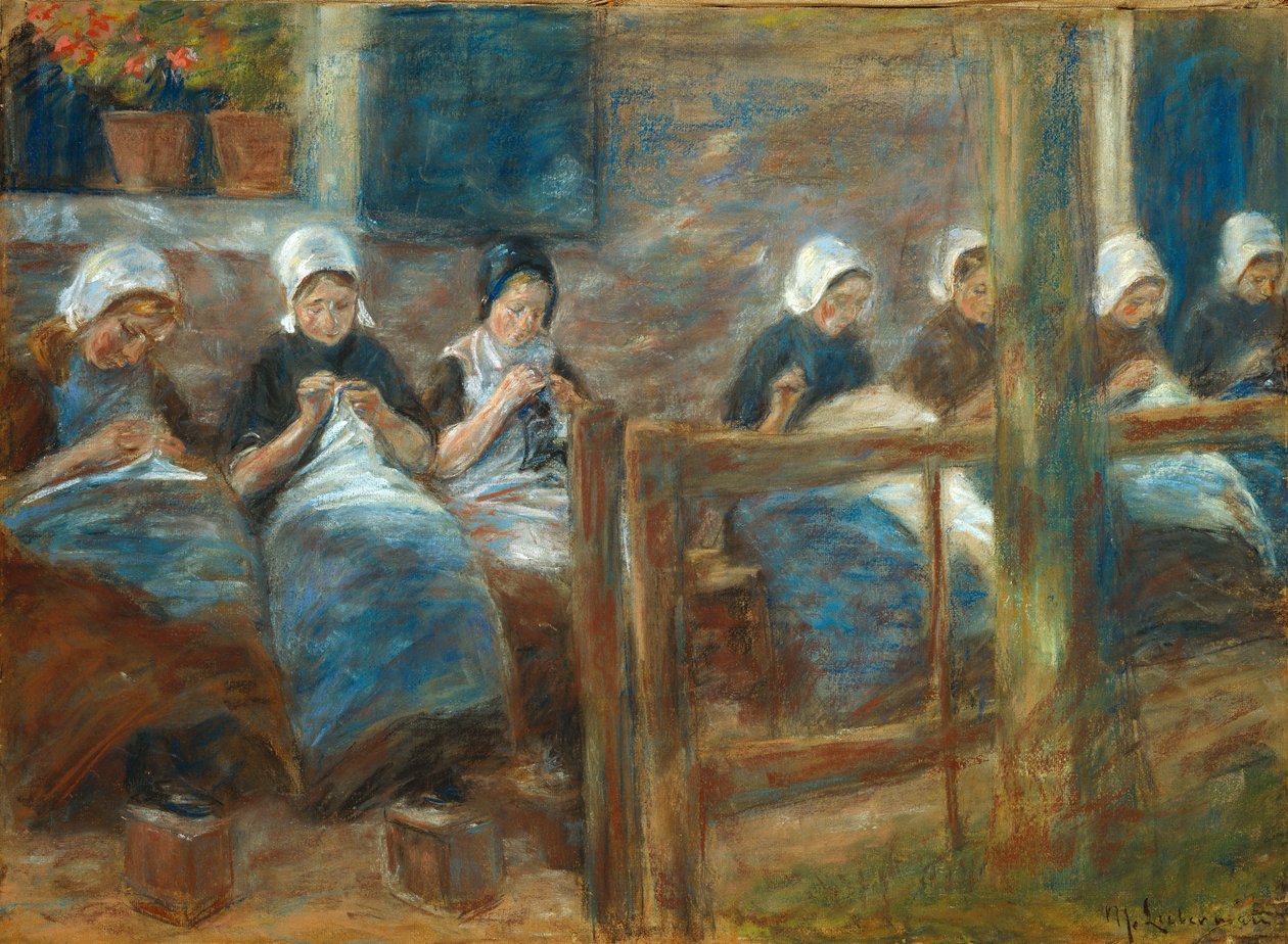 Piger syr i Huizen af Max Liebermann