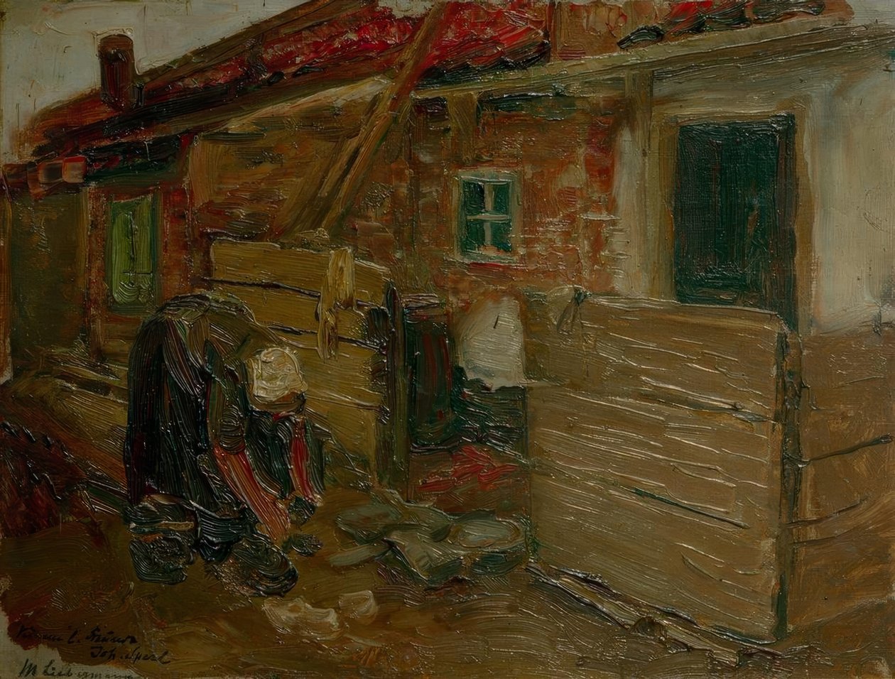 Hollandsk bondegård med kone af Max Liebermann