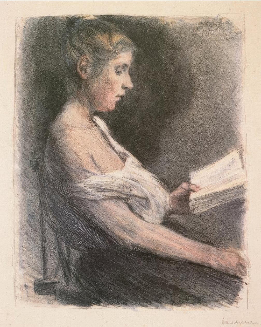 Læse pige af Max Liebermann