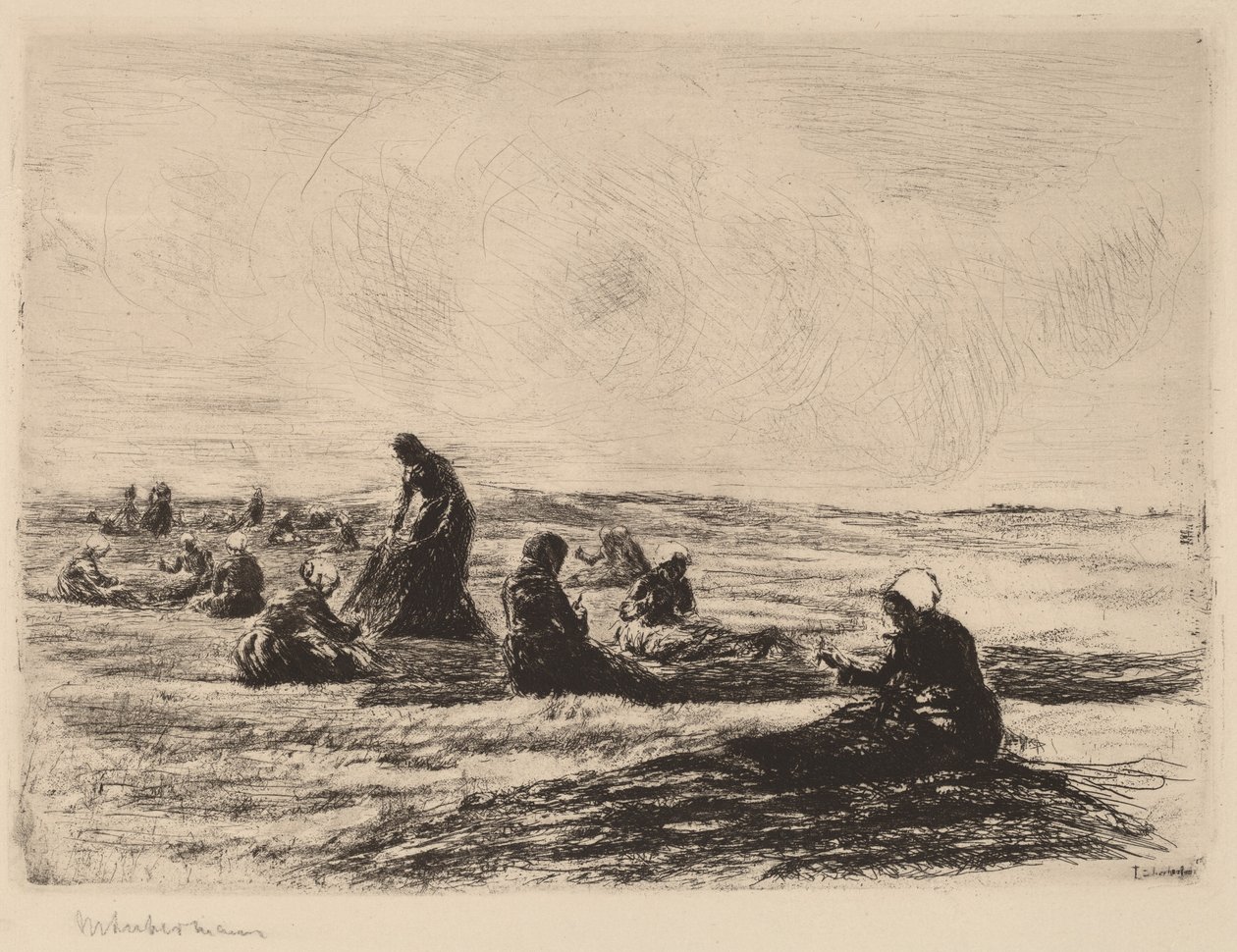 Mending the Nets, 1894. af Max Liebermann