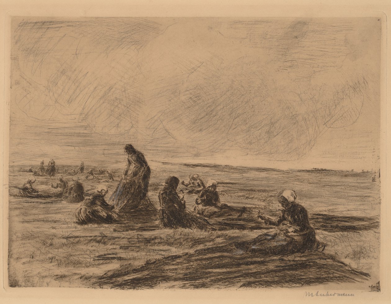 Mending the Nets, 1894. af Max Liebermann