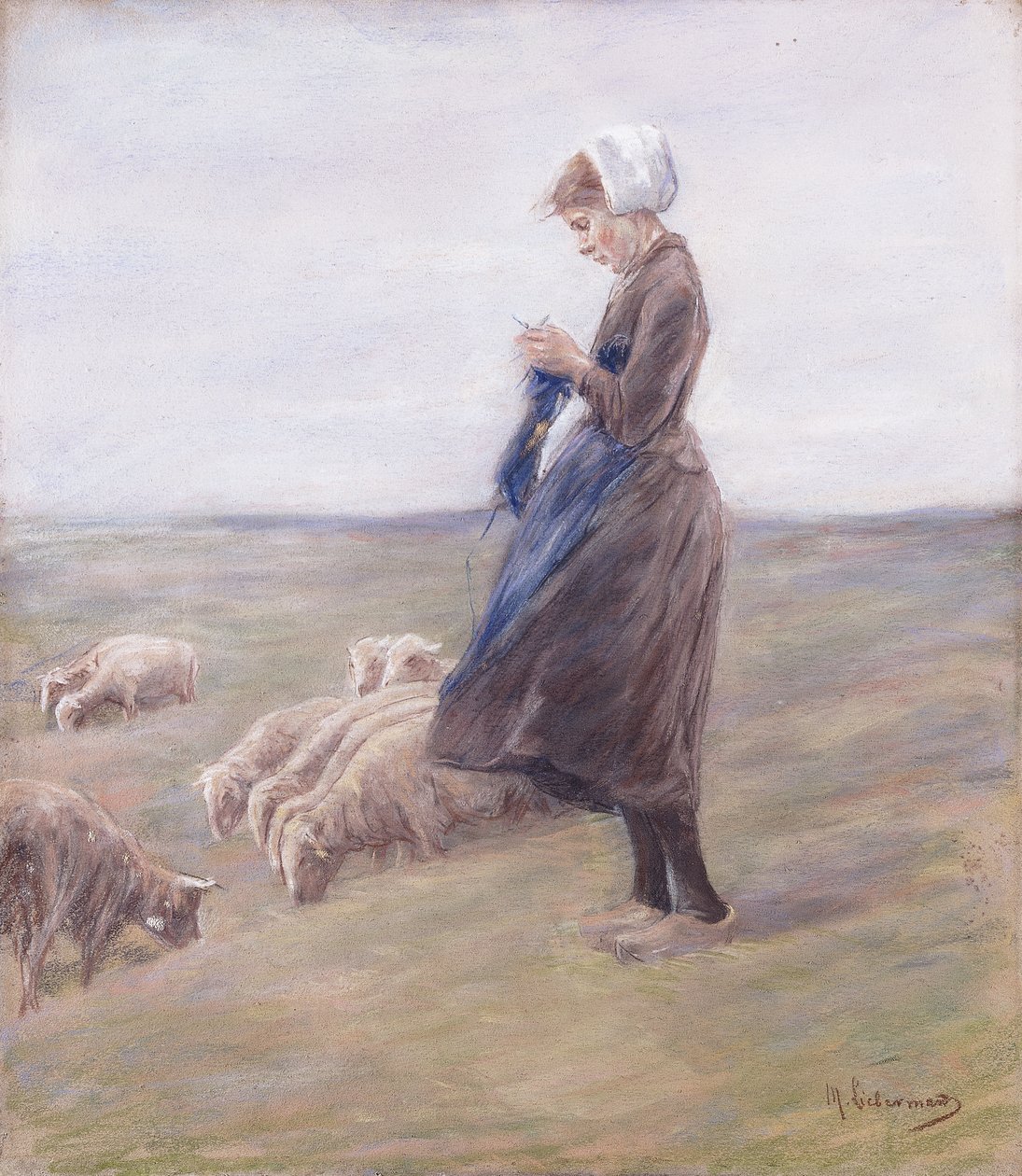 fårehyrde Hyrdinde, 1887 af Max Liebermann