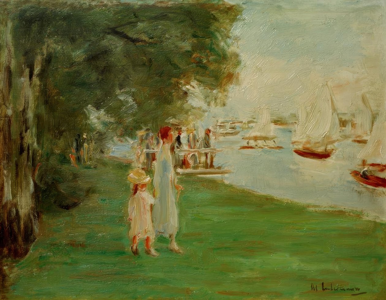 Vandrere ved Wannsee-kysten af Max Liebermann