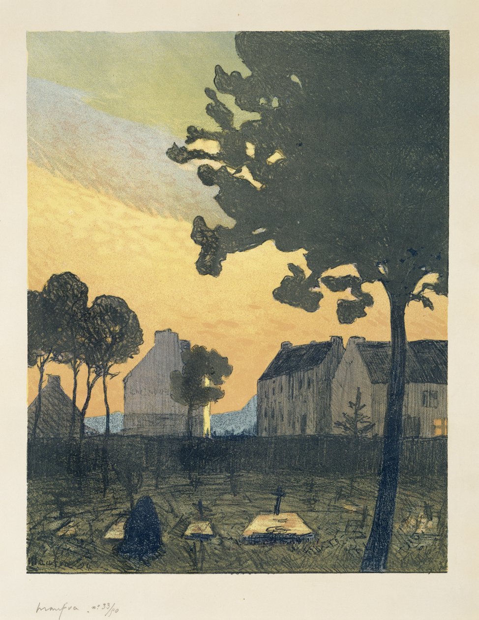 Paysage au soir (Landskab om natten), 1894 (litografi i farver på vævet papir) af Maxime Emile Louis Maufra