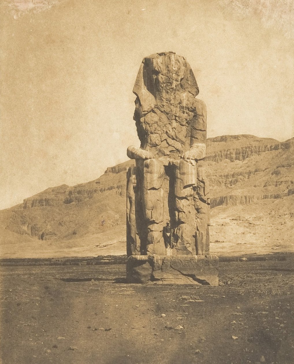 Monolitisk kolos af Amenophis III, i Theben, 1849-50. af Maxime Du Camp
